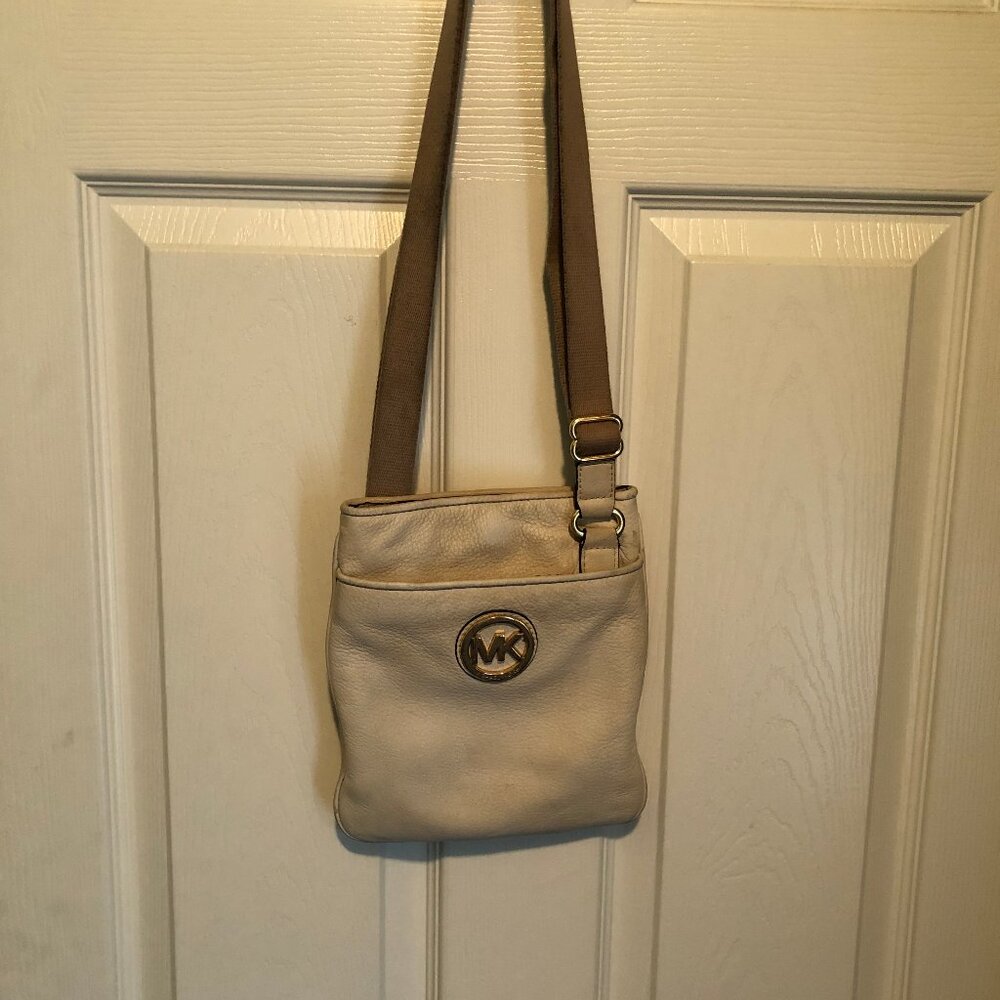 Michael Kors cream and tan crossbody handbag